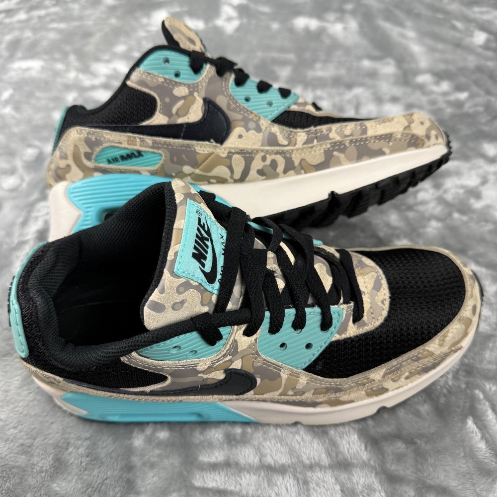 Nike Air Max 90 Desert Camo Teal Black Sneakers IF3092-100 Womens 7.5 Youth 6Y - Picture 9 of 16